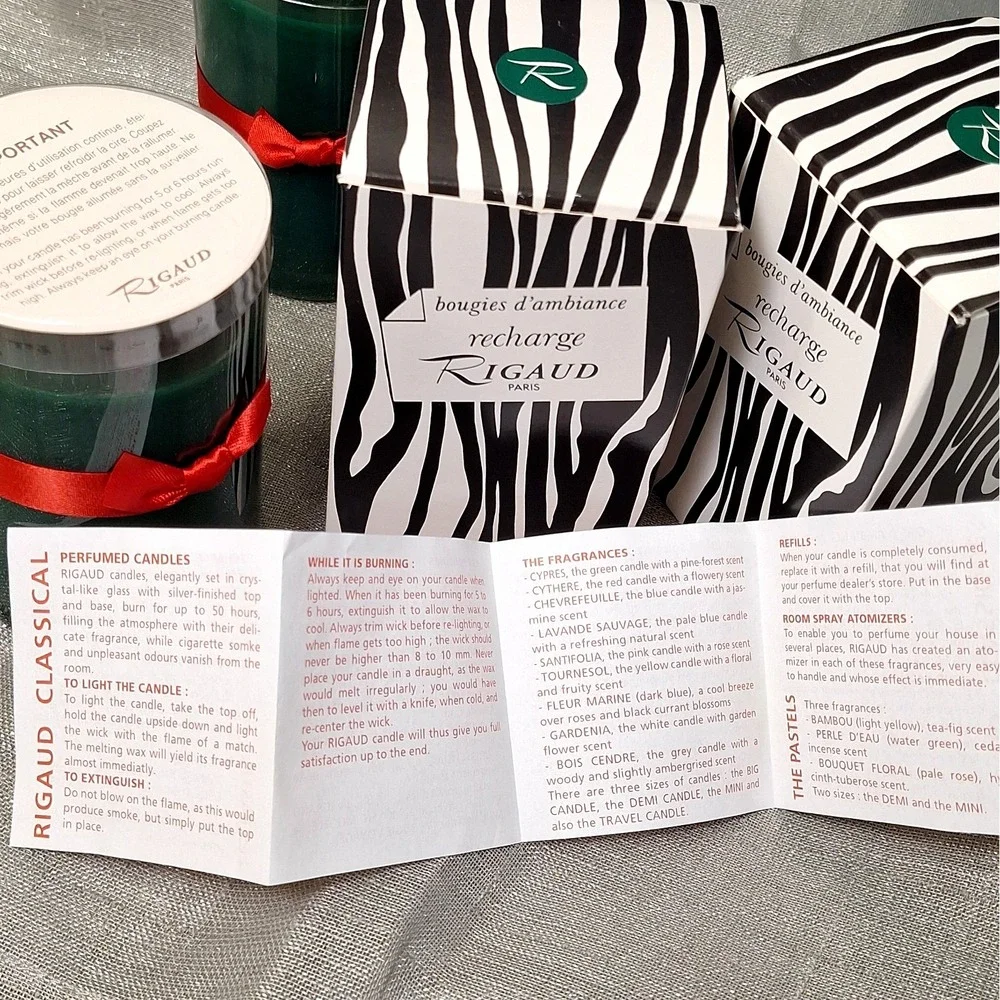 Two 7.4oz Rigaud Paris Cypres Recharge Scented Candle 200g Unused in Boxes Pair